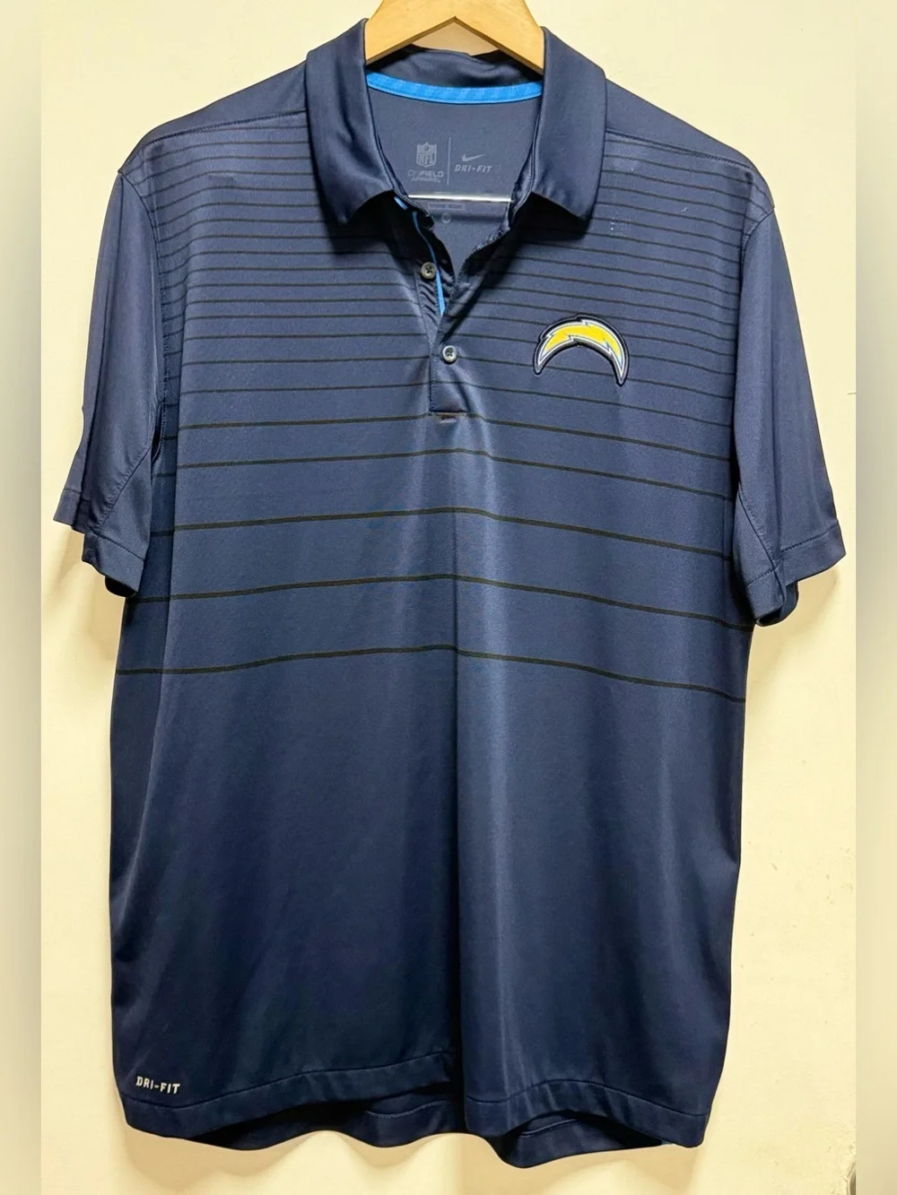 Nike Navy and Yellow Los Angeles Chargers Striped Polo